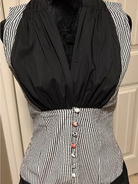Elena Wang Striped Dress- Black and White